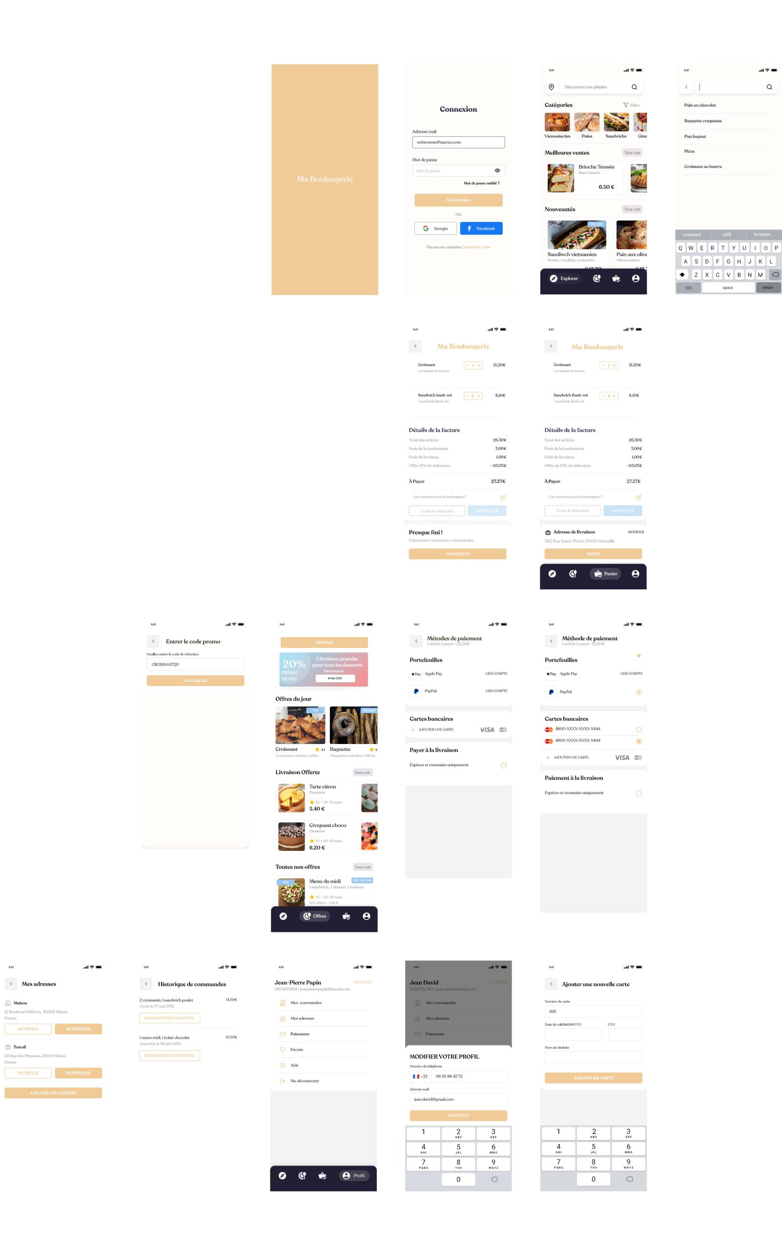 Maquette UI - MyBakery, UX UI Designer Marseille France Quentin Duprat — ux / ui designer, Marseille, France, Paris, Freelance